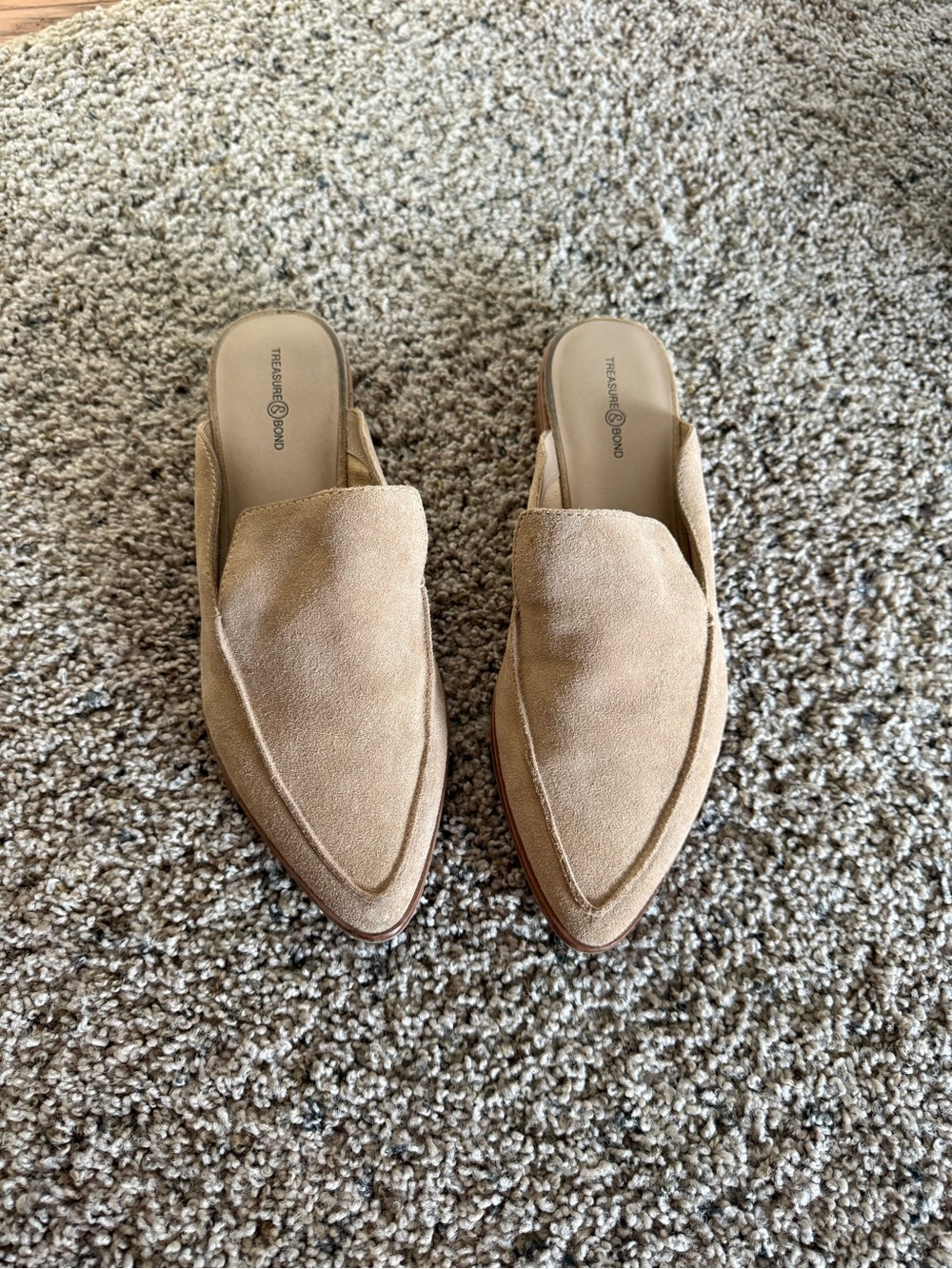 Treasure & Bond Tan Suede Pointed Backless Mules